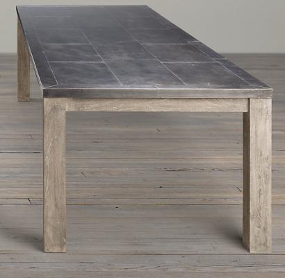 Galvanized metal top dining outlet table